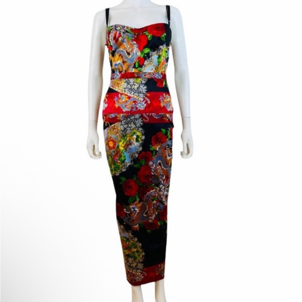 Dolce & Gabbana 1998 dragon corset bustier dress set
